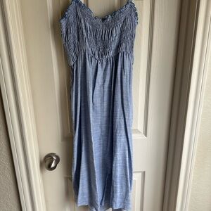 Blue Smocked Maxi Dress